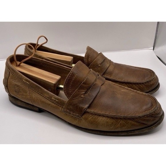 Frye Men's Penny Loafers Tan Leather Moc Toe Casual Shoes Size 12 Classic